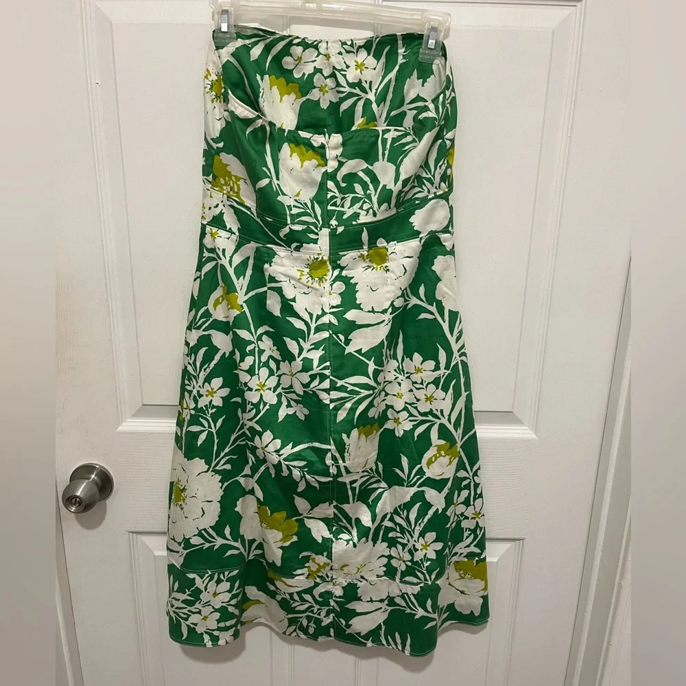 J CREW Womens Green White Floral
Cotton Strapless Dress Size 6 - Picture 3 of 12